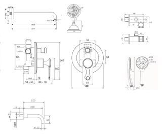 Душевая система встраиваемая Bronze de Luxe YASMINA NT800/B03, хром
